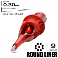 9 LLT-S / 0,30mm - Round Liner Long Taper Straight - CARTEL