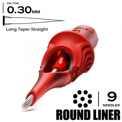 9 LLT-S / 0,30mm - Round Liner Long Taper Straight - CARTEL