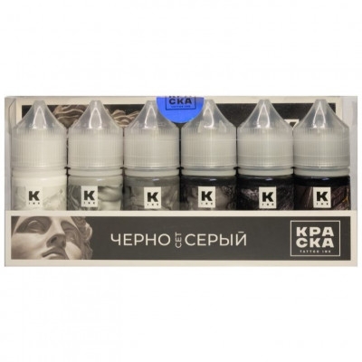 СЕТ ЧЁРНО-СЕРЫЙ - КРАСКА Tattoo Ink (6 шт по 30 мл)