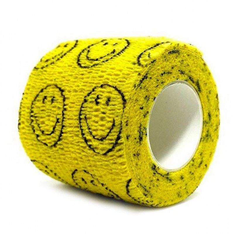 Смайлики бинты. SMI Flex-Bandage бинт самофиксирующийся, желтый с улыбками 5 см х 4,5 м. Бинт самофиксирующийся желтый. Бинт бандажный эластичный самофиксирующийся. Бандажная лента для тату машинки.
